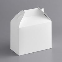8 7/8" x 5" x 6 3/4" White Barn Take-Out Lunch / Chicken Box with Handle 10 lb. - 150/Case