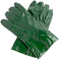 Cordova Green Large Double-Dipped Etched PVC Gloves with Jersey Lining - 12/Pack