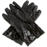 Cordova PVC Black Large 12" Sandpaper Gloves with Jersey Lining - 12/Pack