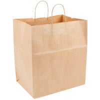 Duro Super Royal Natural Kraft Paper Shopping Bag with Handles 14 inch x 10 inch x 15 3/4 inch   - 200/Bundle