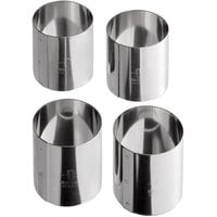 Matfer Bourgeat 375351 2" x 2" Stainless Steel Round Cake / Food Ring Mold - 4/Pack