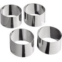 Matfer Bourgeat 375334 2 1/2" x 1 1/2" Stainless Steel Round Cake / Food Ring Mold - 4/Pack