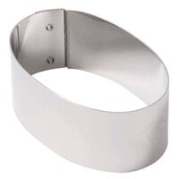 Matfer Bourgeat 376040 3" x 1 3/4" Stainless Steel Oval Cake Ring / Ring Mold - 4/Pack