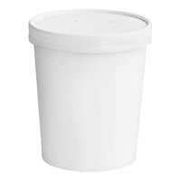 Choice 32 oz. White Double Poly-Coated Paper Food Cup with Vented Paper Lid - 250/Case