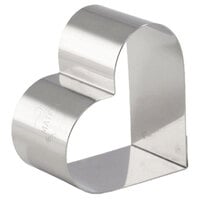 Matfer Bourgeat 376005 2 3/4" x 2 3/16" Stainless Steel Heart Cake Ring / Ring Mold - 4/Pack