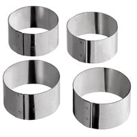 Matfer Bourgeat 375313 2 3/8" x 1 1/4" Stainless Steel Round Cake / Food Ring Mold - 4/Pack
