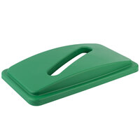 Lavex Green Slim Rectangular Recycling Trash Can Lid with Paper Slot