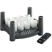 Sterno 60318 2.0 12 Piece Warm White Rechargeable Flameless Votive Set with EasyStack Charging Base and Timer with Remote