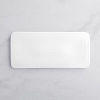 Acopa 14" x 6 1/4" Rectangular Bright White Porcelain Flat Plate - 6/Case