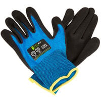 Cordova iON A2 Sapphire Blue HPPE / Synthetic Fiber Gloves with Black Sandy Nitrile Palm Coating - Pair