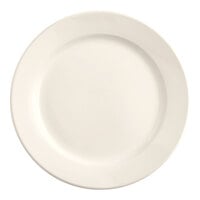 Acopa 11 1/4" Ivory (American White) Wide Rim Rolled Edge Stoneware Plate - 12/Case