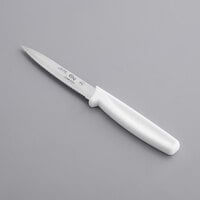Choice 4" Serrated Edge Paring Knife with White Handle