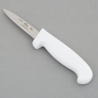 Choice 3 1/4" Smooth Edge Paring Knife with White Wide Handle