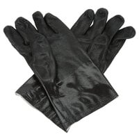 Cordova Black Large Double-Dipped Etched PVC Gloves with Jersey Lining - 12/Pack