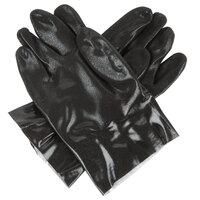 Cordova PVC Black Large 10" Sandpaper Gloves with Interlock Lining - 12/Pack
