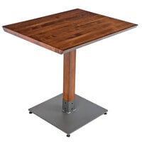 Lancaster Table & Seating Industrial 24" x 30" Solid Wood Live Edge Table with Antique Walnut Finish