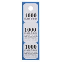 Choice Blue 3 Part Paper Coat Room Check Tickets - 1000/Box