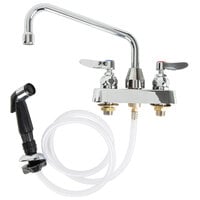 T&S B-1171 Deck Mounted Workboard Faucet with Self-Closing Spray Valve and 4" Centers - 8" Swing Nozzle