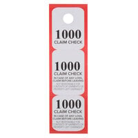 Choice Red 3 Part Paper Coat Room Check Tickets - 1000/Box