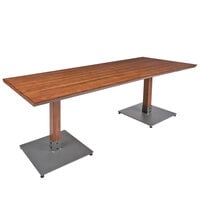 Lancaster Table & Seating Industrial 30 inch x 72 inch Solid Wood Live Edge Standard Height Table with Antique Walnut Finish