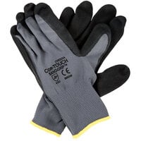 Cordova Cor-Touch Sand Grip Gray Polyester / Nylon Grip Gloves with Black Sandy Nitrile Palm Coating - 12/Pack