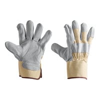 Cordova Tuf-Cor White Canvas Work Gloves with Heavy Side Split Leather Palm Coating and 2 1/2" Rubber Cuffs - Pair