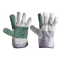 Cordova Men's Striped Canvas Double Palm Work Gloves with Shoulder Split Leather Palm Coating and 2 1/2" Rubber Cuffs - Vendpacked - Extra Large - Pair