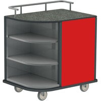 Lakeside 8713RD Stainless Steel Self-Serve Compact Hydration Cart with 3 Corner Shelves and Red Laminate Finish - 35" x 26" x 39 1/4"