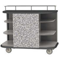 Lakeside 8715GS Stainless Steel Self-Serve Full-Size Hydration Cart with 6 Corner Shelves and Gray Sand Laminate Finish - 47" x 26" x 38"