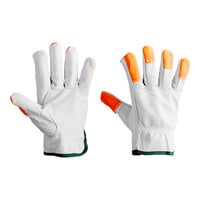 Cordova Standard Grain Cowhide Leather Driver's Gloves with Hi-Vis Orange Fingertips