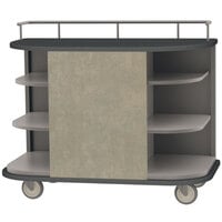 Lakeside 8715BS Stainless Steel Self-Serve Full-Size Hydration Cart with 6 Corner Shelves and Beige Suede Laminate Finish - 47" x 26" x 38"