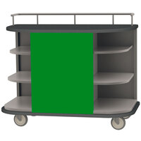 Lakeside 8715G Stainless Steel Self-Serve Full-Size Hydration Cart with 6 Corner Shelves and Green Laminate Finish - 47" x 26" x 38"