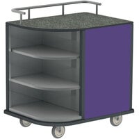 Lakeside 8713P Stainless Steel Self-Serve Compact Hydration Cart with 3 Corner Shelves and Purple Laminate Finish - 35" x 26" x 39 1/4"