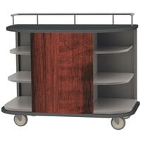 Lakeside 8715RM Stainless Steel Self-Serve Full-Size Hydration Cart with 6 Corner Shelves and Red Maple Laminate Finish - 47" x 26" x 38"