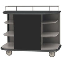 Lakeside 8715B Stainless Steel Self-Serve Full-Size Hydration Cart with 6 Corner Shelves and Black Laminate Finish - 47" x 26" x 38"