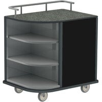Lakeside 8713B Stainless Steel Self-Serve Compact Hydration Cart with 3 Corner Shelves and Black Laminate Finish - 35" x 26" x 39 1/4"
