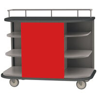 Lakeside 8715RD Stainless Steel Self-Serve Full-Size Hydration Cart with 6 Corner Shelves and Red Laminate Finish - 47" x 26" x 38"