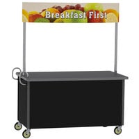 Lakeside 764B Stainless Steel Vending Cart with Flat Top and Black Laminate Finish - 35 1/2" x 65 1/2" x 80"
