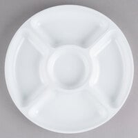 Fineline D12050.WH Platter Pleasers 12" Round White Plastic 5-Compartment Tray - 25/Case