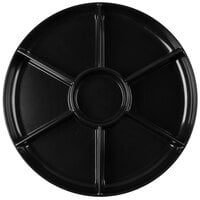 Fineline D16777.BK Platter Pleasers 16" Round Black Plastic 7-Compartment Tray - 12/Case