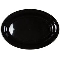 Fineline 483.BK Platter Pleasers 16" x 11" Black Plastic Oval Cater Tray - 25/Case