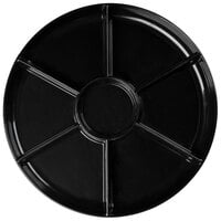 Fineline D18777.BK Platter Pleasers 18" Round Black Plastic 7-Compartment Tray - 12/Case