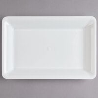 Fineline RC472.WH Platter Pleasers 14" x 10" White Plastic Rectangular Cater Tray - 25/Case