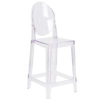 Flash Furniture OW-GHOSTBACK-24-GG Ghost Transparent Polycarbonate Outdoor / Indoor Counter Height Stool with Oval Back