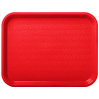 Carlisle CT101405 Cafe 10" x 14" Red Standard Plastic Fast Food Tray - 24/Case