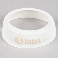Tablecraft CB16 Imprinted White Plastic "Fat Free Italian" Salad Dressing Dispenser Collar with Beige Lettering