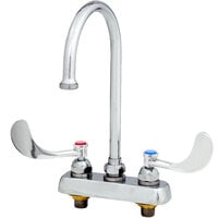 T&S B-1141-XSCR4V15 Deck Mounted Workboard Faucet with 4 inch Centers, 5 3/4 inch Gooseneck Spout, 1.5 GPM Aerator, Cerama Cartridges, and Wrist Action Handles