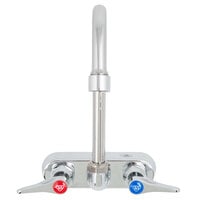 T&S B-1146-2-V12-CR Wall Mounted Workboard Faucet with 4" Centers, 4 3/8" Gooseneck Spout, 1.2 GPM Aerator, Cerama Cartridges, and Lever Handles