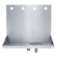 Micro Matic DP-322LD-4GR 16" x 6 3/8" x 14" 4 Faucet Stainless Steel Wall Mount Drip Tray with Glass Rinser