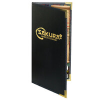 Menu Solutions RS120BA Royal Select Series 4 1/4" x 11" Customizable Leather-Like 2 View Booklet Menu Cover
